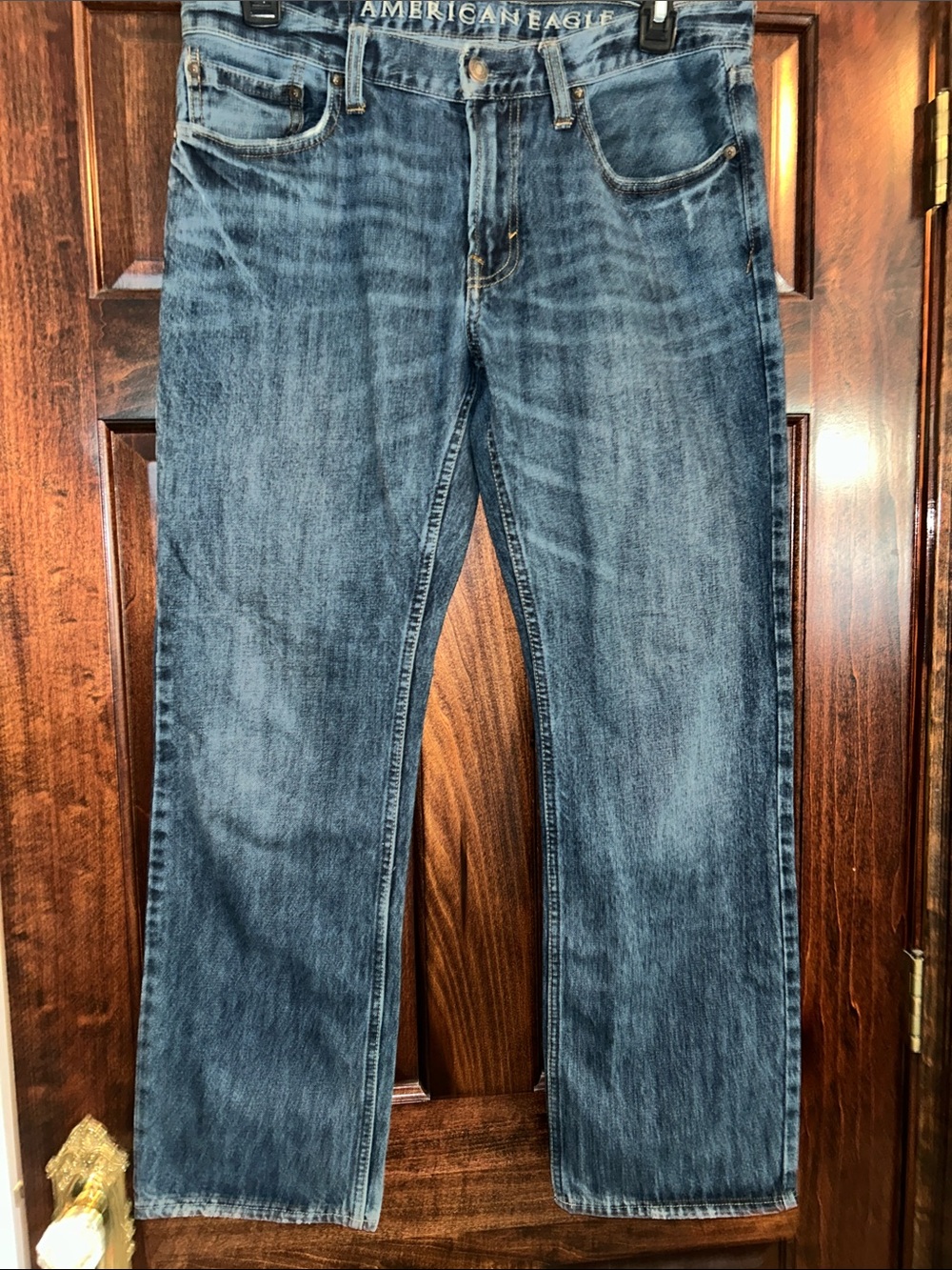 American Eagle Outfitters Men's Washed Blue Original Straight-Leg Jeans 32x30
